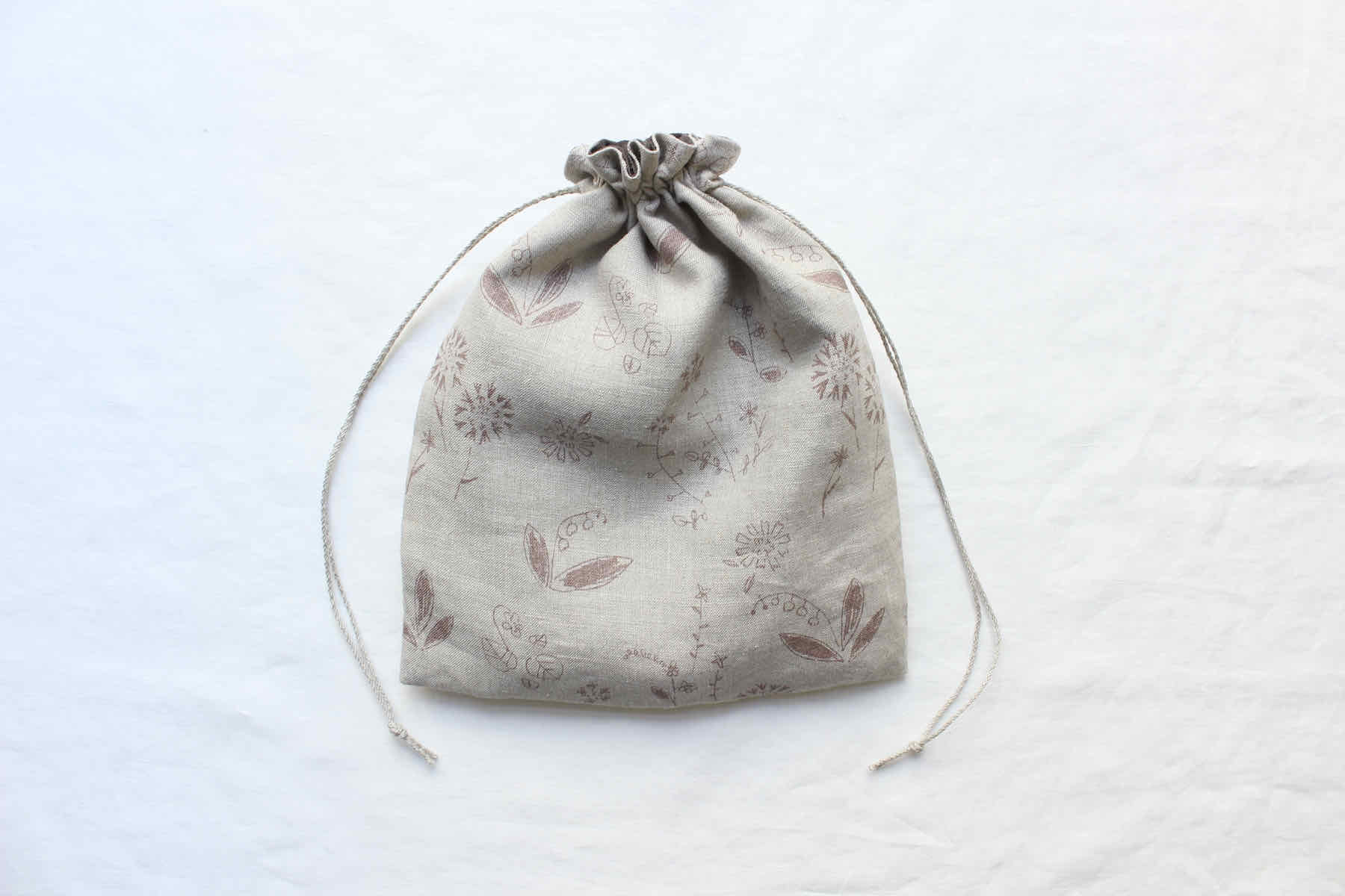 リネンプリントワイルドフラワーズ<br />巾着セット